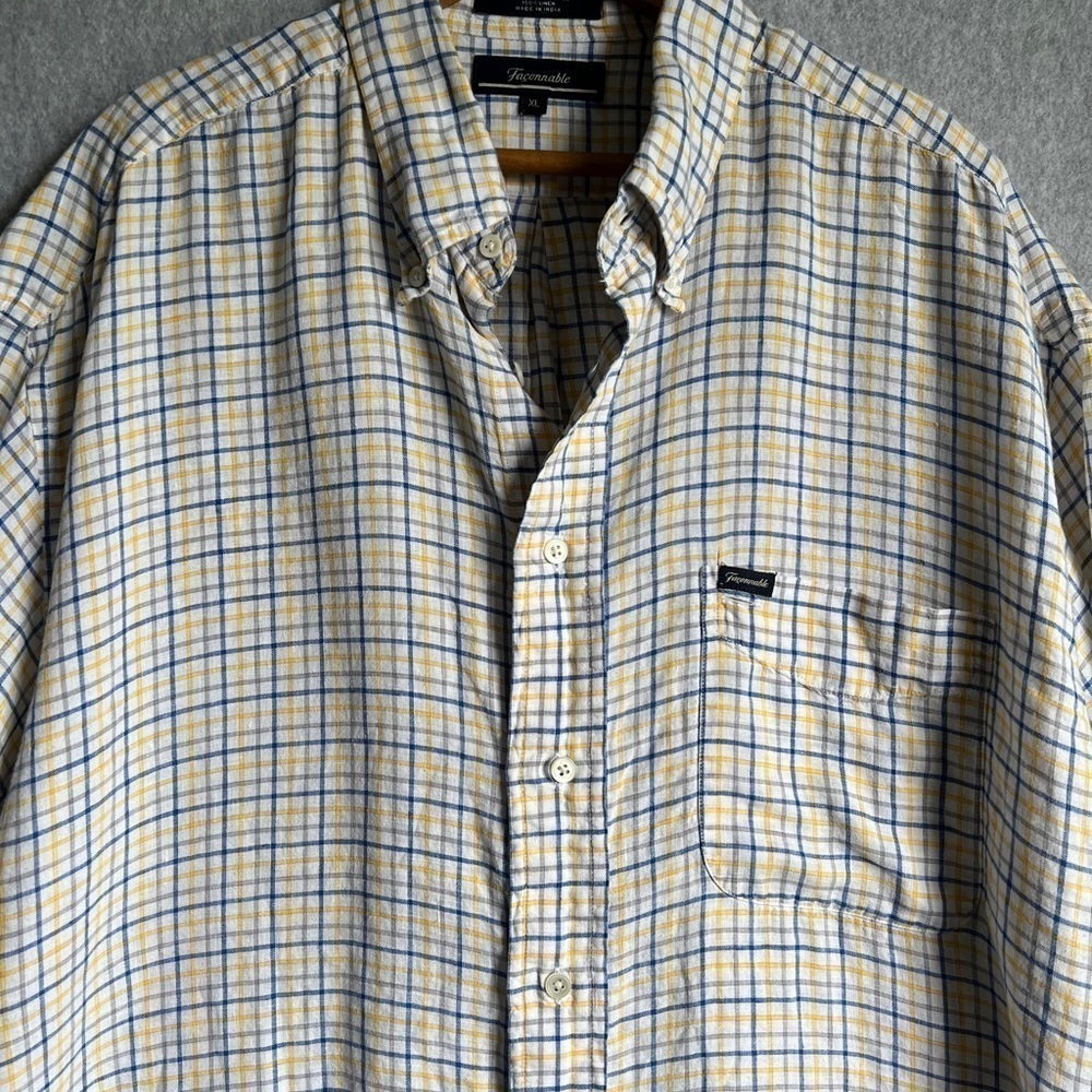 Faconnable Shirt Mens XL Linen Short sleeve Button Down